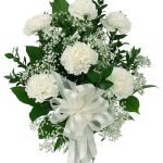 6 White Carnations